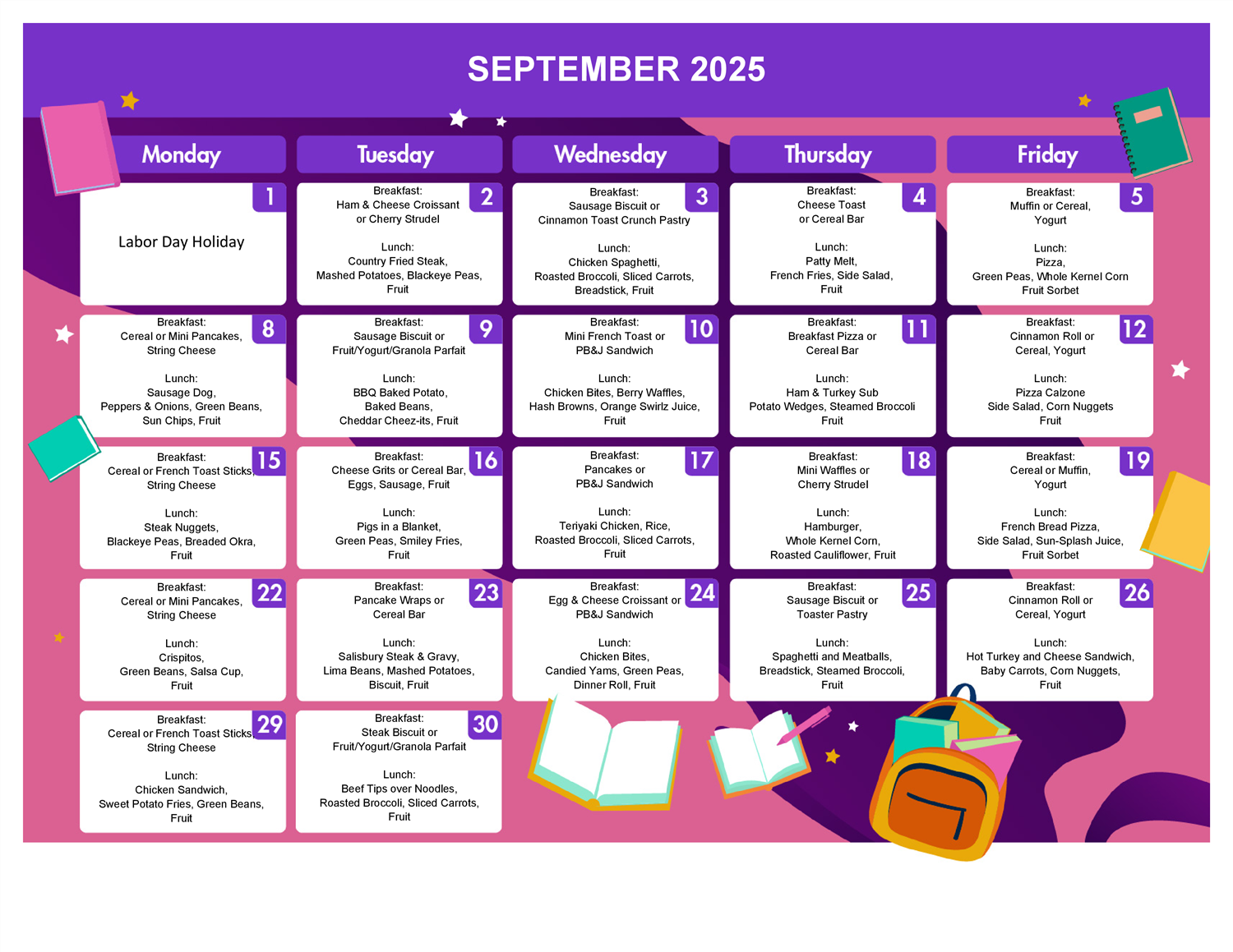 September 2025 Menu